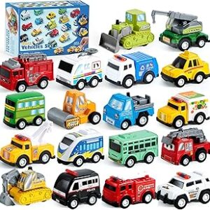 JOYIN 18 Pcs Pull Back City Cars and Trucks