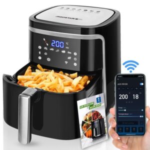 Bezolejowa frytkownica powietrzna XXL 7L, 1900W, inteligentna. Łączność Wi-Fi. Ekran LED dotykowy, 7 wstępnie ustawionych funkcji, bez BPA. PREZENT: Czajnik elektryczny 1,7L